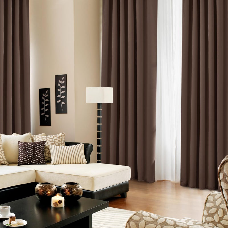 Deconovo Back Tab and Rod Pocket Blackout Curtains, Thermal Insulated Window Curtain Set - Blackout Panels for Bedroom, 52x63 Inch, Brown, 2 Panels - Image 4